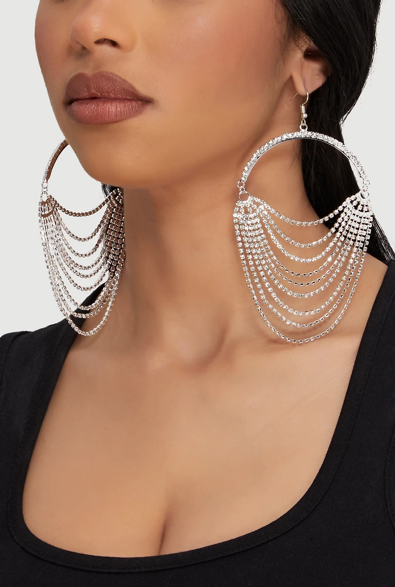 Layered Rhinestone Drop Earrings