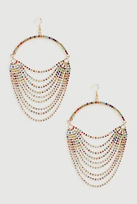 Womens Layered Rhinestone Drop Earrings,