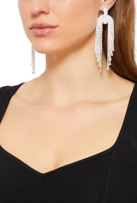 Rhinestone Fringe Chandelier Earrings