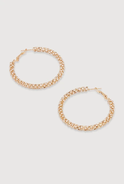 Rhinestone Encrusted Hoop Earrings