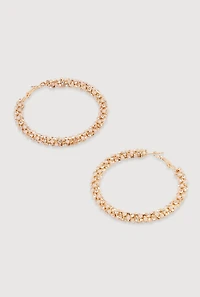 Rhinestone and Faux Pearl Encrusted Hoop Earrings
