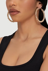 Rhinestone Encrusted Metallic Hoop Earrings