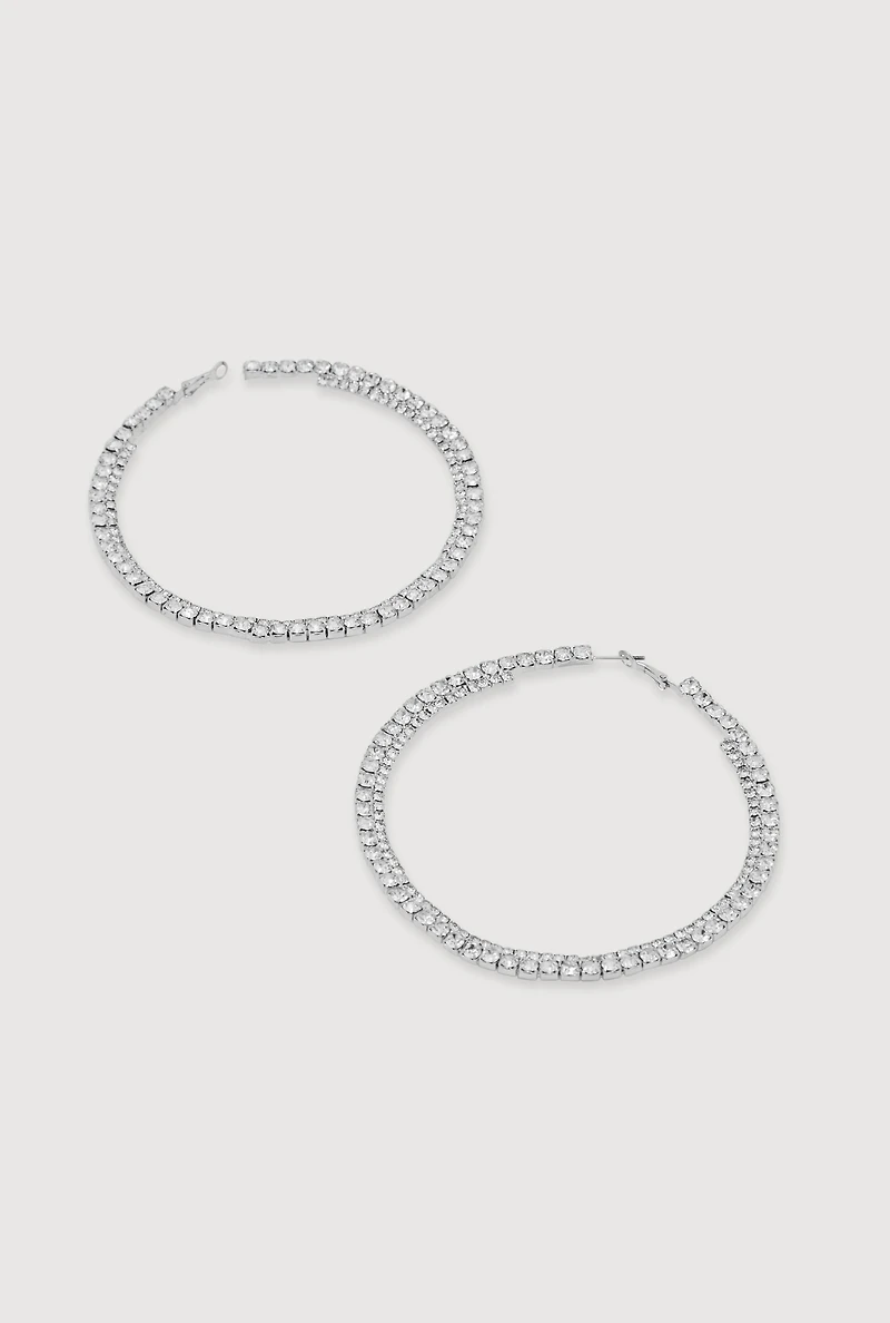 Double Rhinestone Hoop Earrings