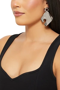 Metallic Abstract Drop Earrings