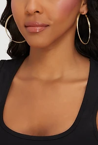 Metallic Hoop Earrings Set of 3