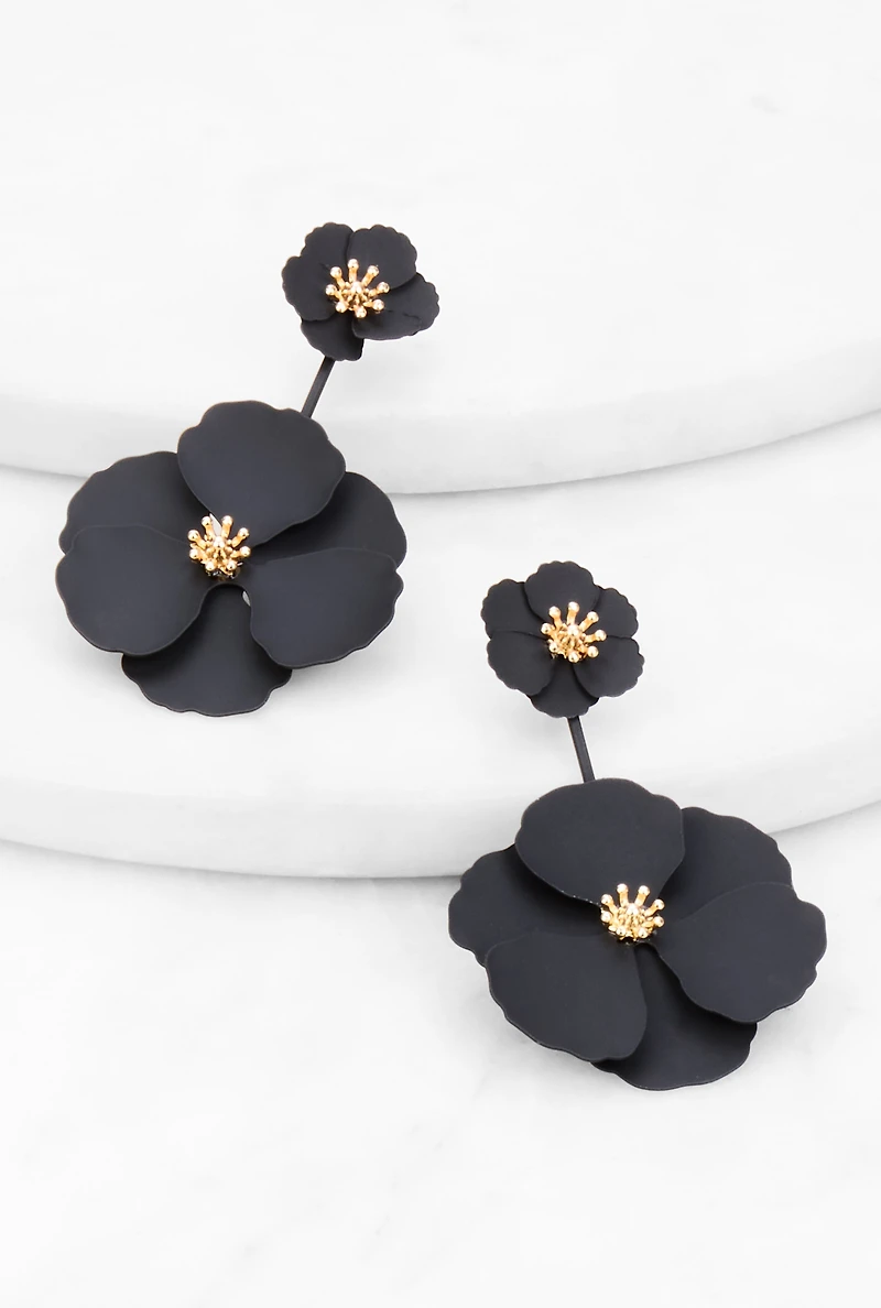 Double Flower Drop Earrings