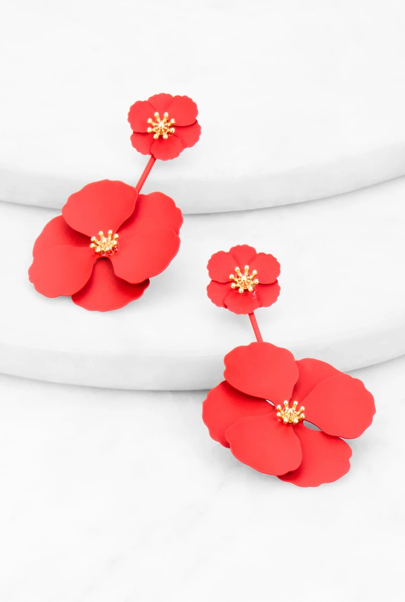 Double Flower Drop Earrings