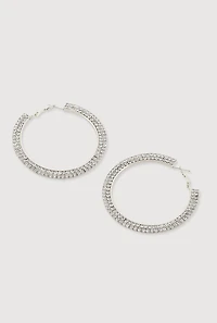 Double Layered Rhinestone Hoop Earrings