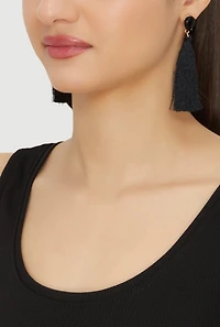 Rhinestone Tassel and Stud Earrings Set of 6