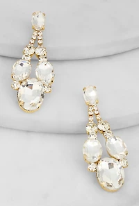 Womens Cubic Zirconia Chandelier Earrings, Gold