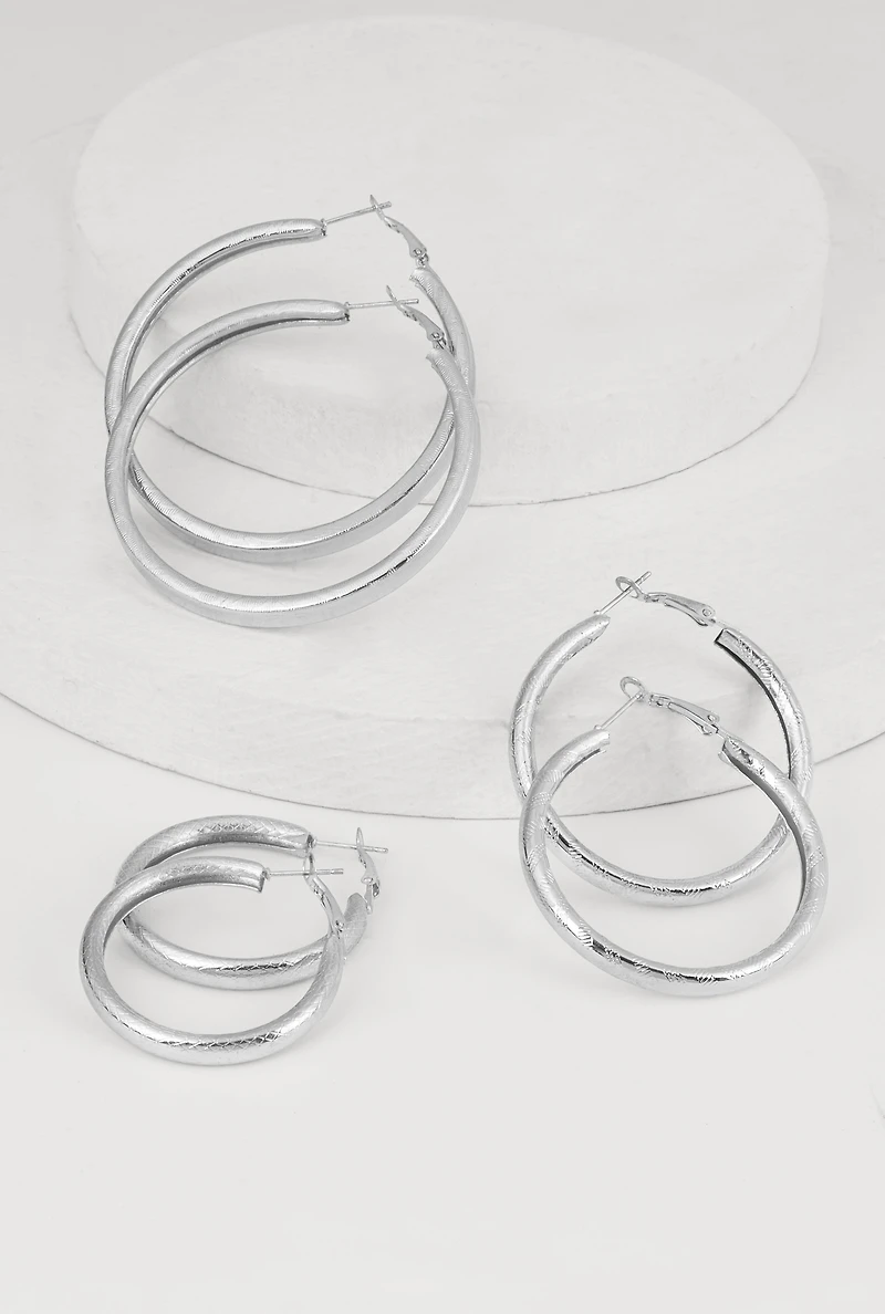 Metallic Hoop Earring Trio