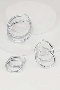 Metallic Hoop Earring Trio