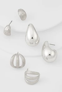Assorted Metallic Hoop Earrings Trio