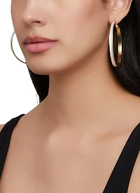 Womens Metallic Hoop and Stud Earrings Set of 6, Gold