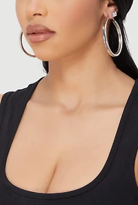 Hoop and Cubic Zirconia Stud Earrings Set of 6