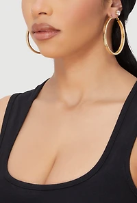 Womens Hoop and Cubic Zirconia Stud Earrings Set of 6, Gold