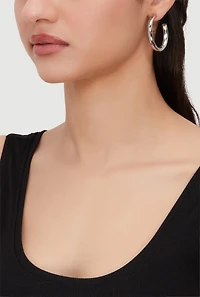 Assorted Metallic Textured Hoop Earrings Set of 9