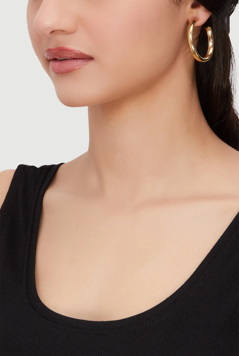 Assorted Metallic Textured Hoop Earrings Set of 9