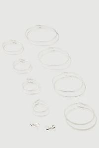 Assorted Hoop and Bow Stud Earrings Set of 9