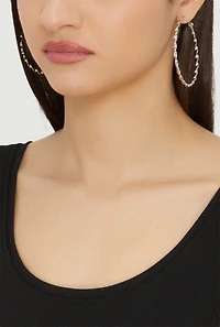 Metallic Assorted Hoop and Rhinestone Stud Earrings Set of 9