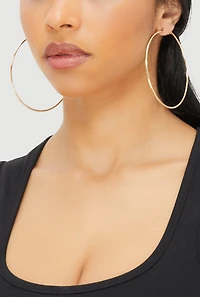 Metallic Hoop and Cubic Zirconia Stud Earrings Set of 9