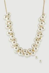 Chunky Faux Pearl Necklace and Earrings
