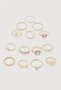 Assorted Cubic Zirconia Metallic Ring Set