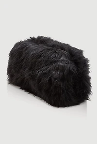 Womens Faux Fur Hand Muff Crossbody Clutch Bag,
