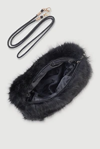 Womens Faux Fur Hand Muff Crossbody Clutch Bag,