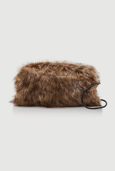 Faux Fur Hand Muff Crossbody Clutch Bag