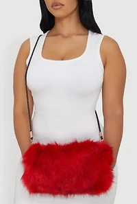 Faux Fur Hand Muff Crossbody Clutch Bag