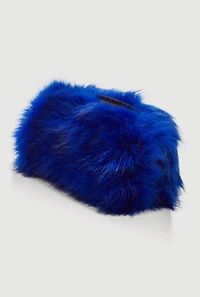 Womens Faux Fur Hand Muff Crossbody Clutch Bag,