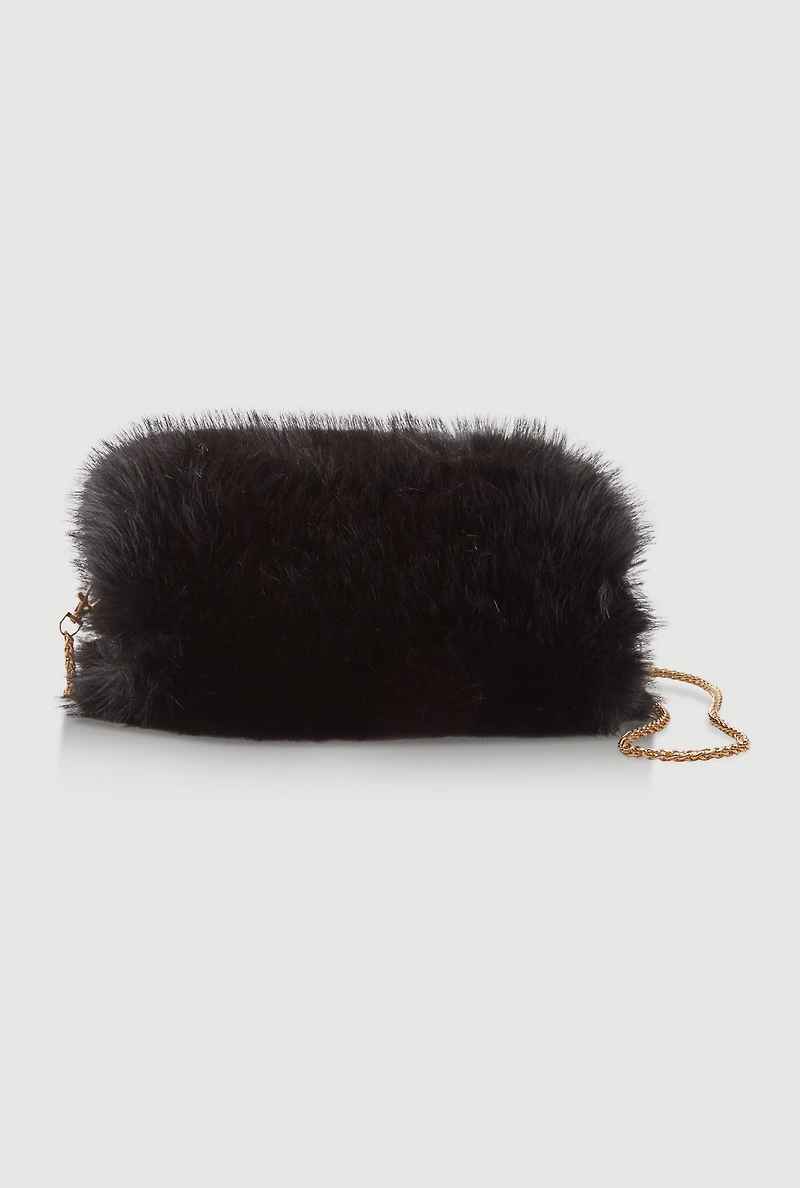 Faux Fur Hand Muff Chain Crossbody Bag
