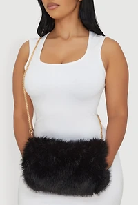 Faux Fur Hand Muff Chain Crossbody Bag