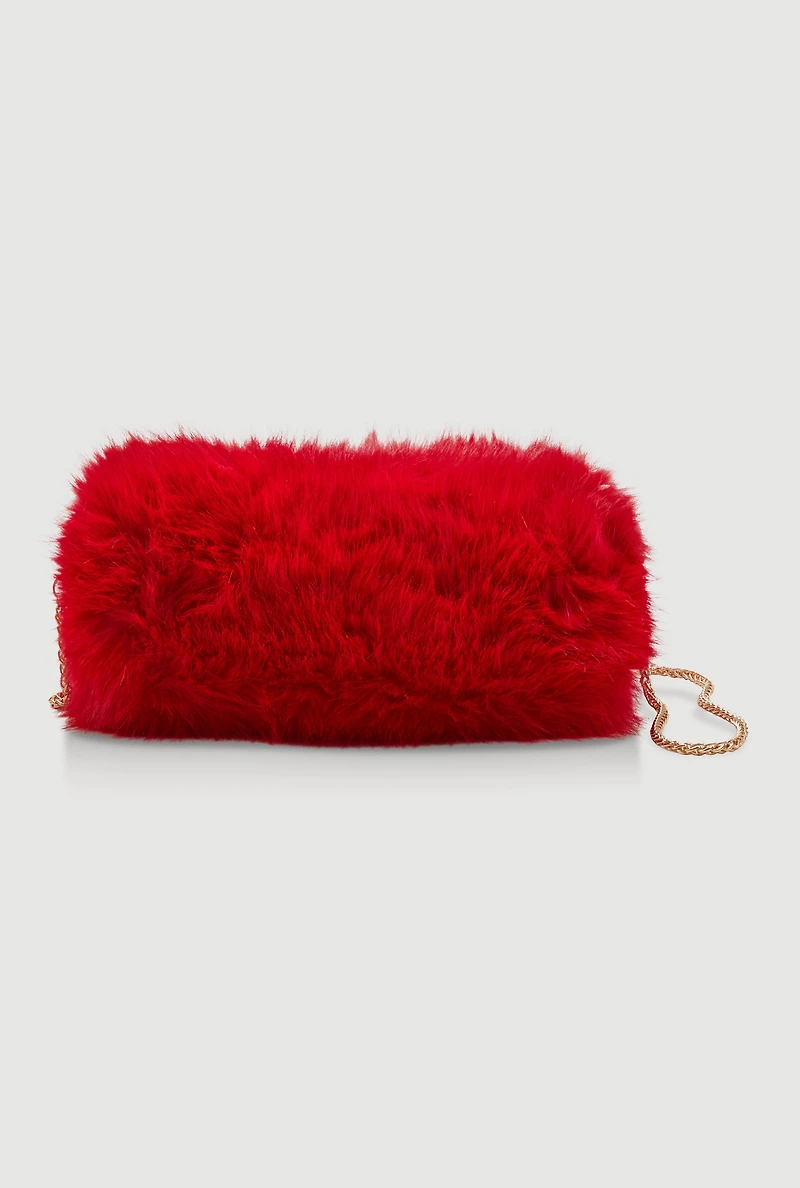 Faux Fur Hand Muff Chain Crossbody Bag