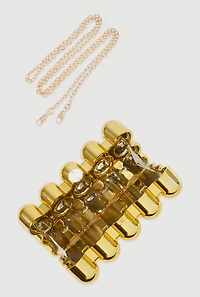Womens Bubble Metallic Clutch, Gold