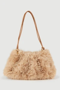 Knot Strap Faux Fur Hobo Bag