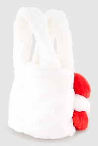 3D Color Block Hearts Faux Fur Hand Bag