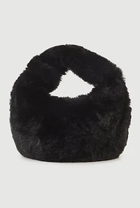 Faux Fur Knot Handle Handbag