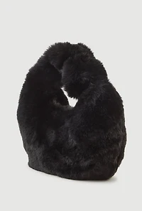 Faux Fur Knot Handle Handbag