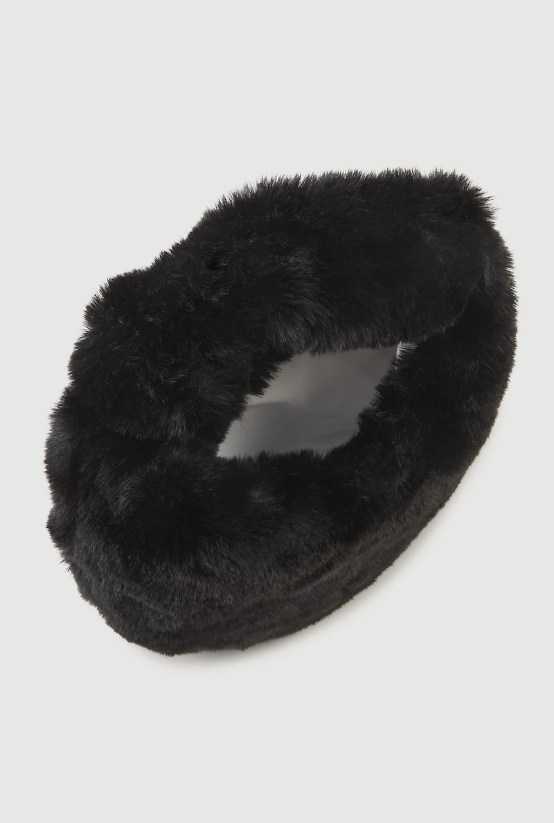 Faux Fur Knot Handle Handbag