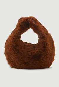 Faux Fur Knot Handle Handbag