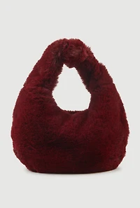 Faux Fur Knot Handle Handbag