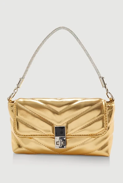 Chevron Quilted Convertible Handbag