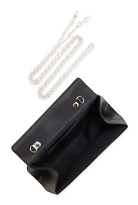 Womens Rhinestone Flap Chain Strap Handbag, Black
