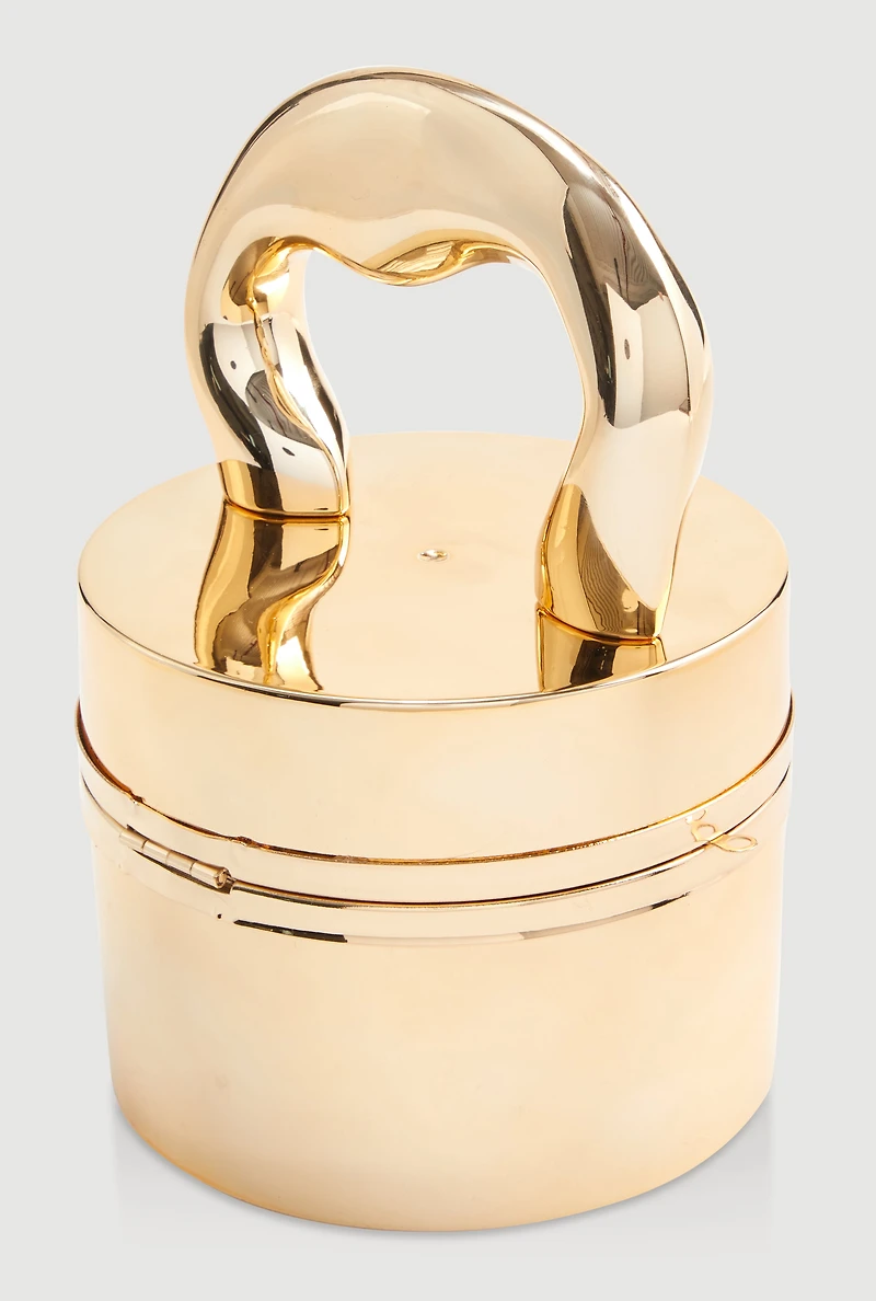 Womens Metallic Cylinder Convertible Crossbody Bag, Gold