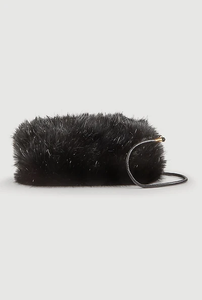 Lurex Faux Fur Convertible Muffler Clutch Bag