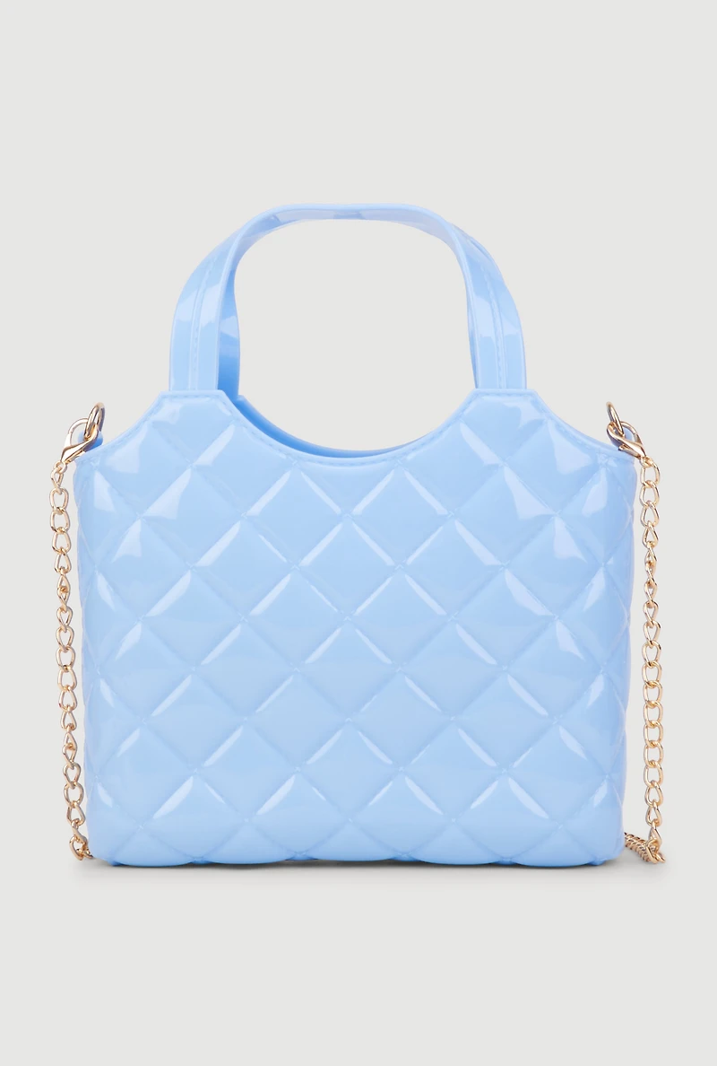 Womens Jelly Quilted Convertible Handbag, Blue