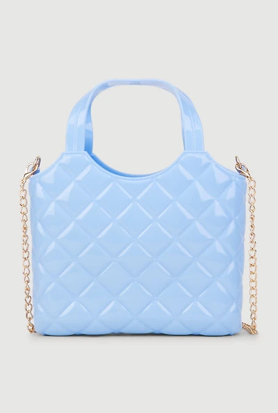 Womens Jelly Quilted Convertible Handbag, Blue