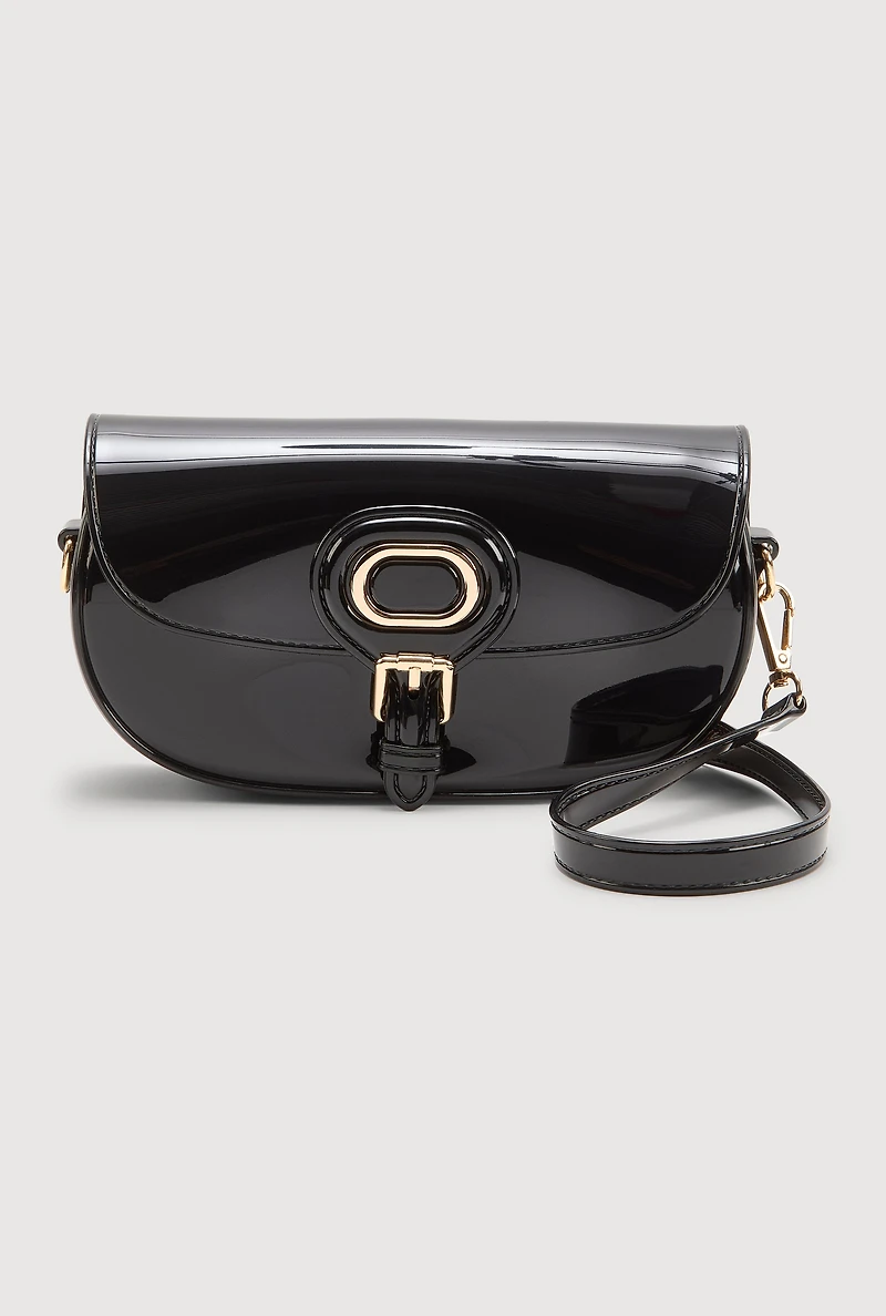 Womens Jelly Flap Buckle Crossbody Bag,